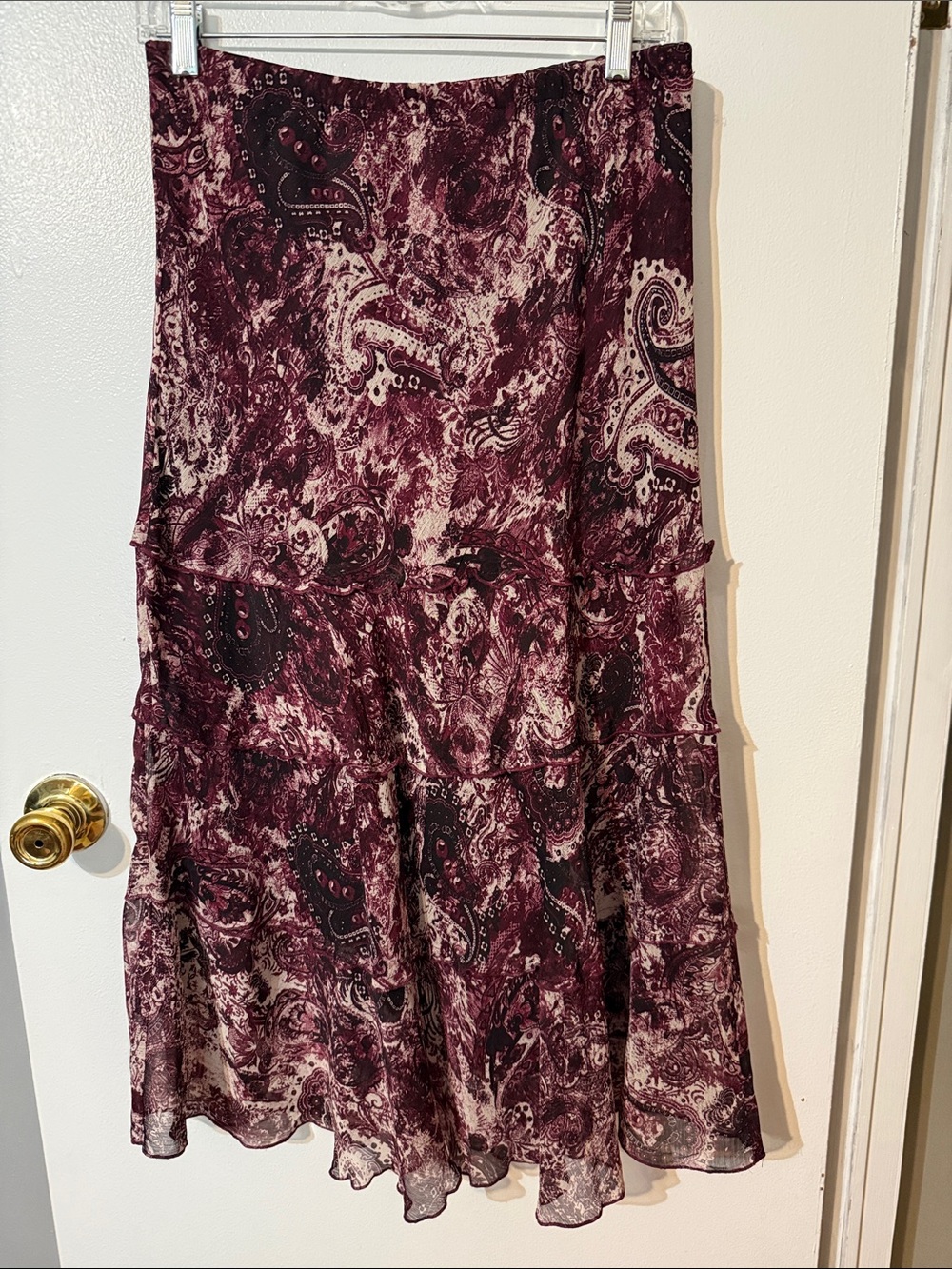Sara Michelle Burgundy Satin-Look Skirt
